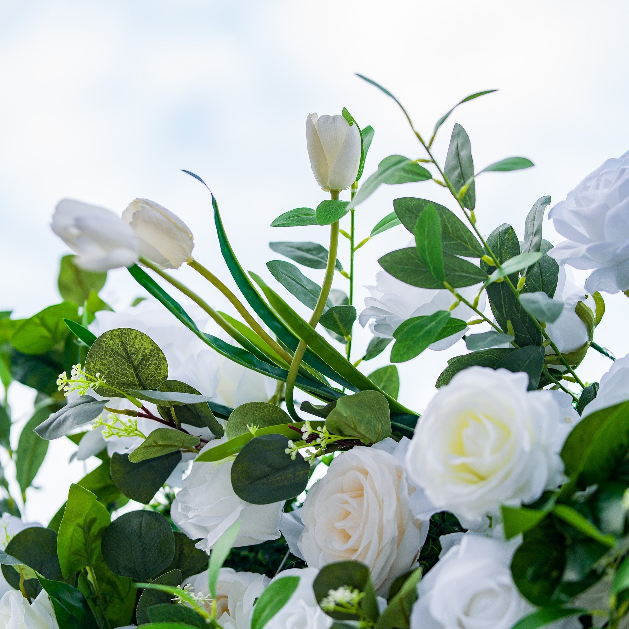 Exquisite White & Green Artificial Flower Wall - The Epitome of Elegance for Wedding and Event Decor | VF-803