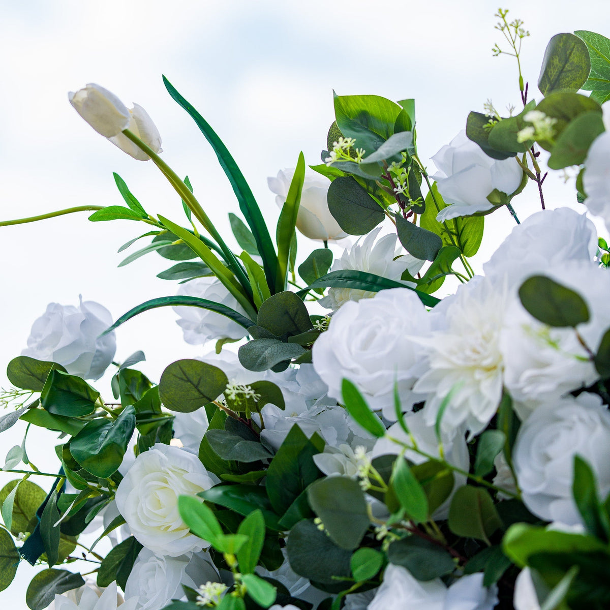 Exquisite White & Green Artificial Flower Wall - The Epitome of Elegance for Wedding and Event Decor | VF-803