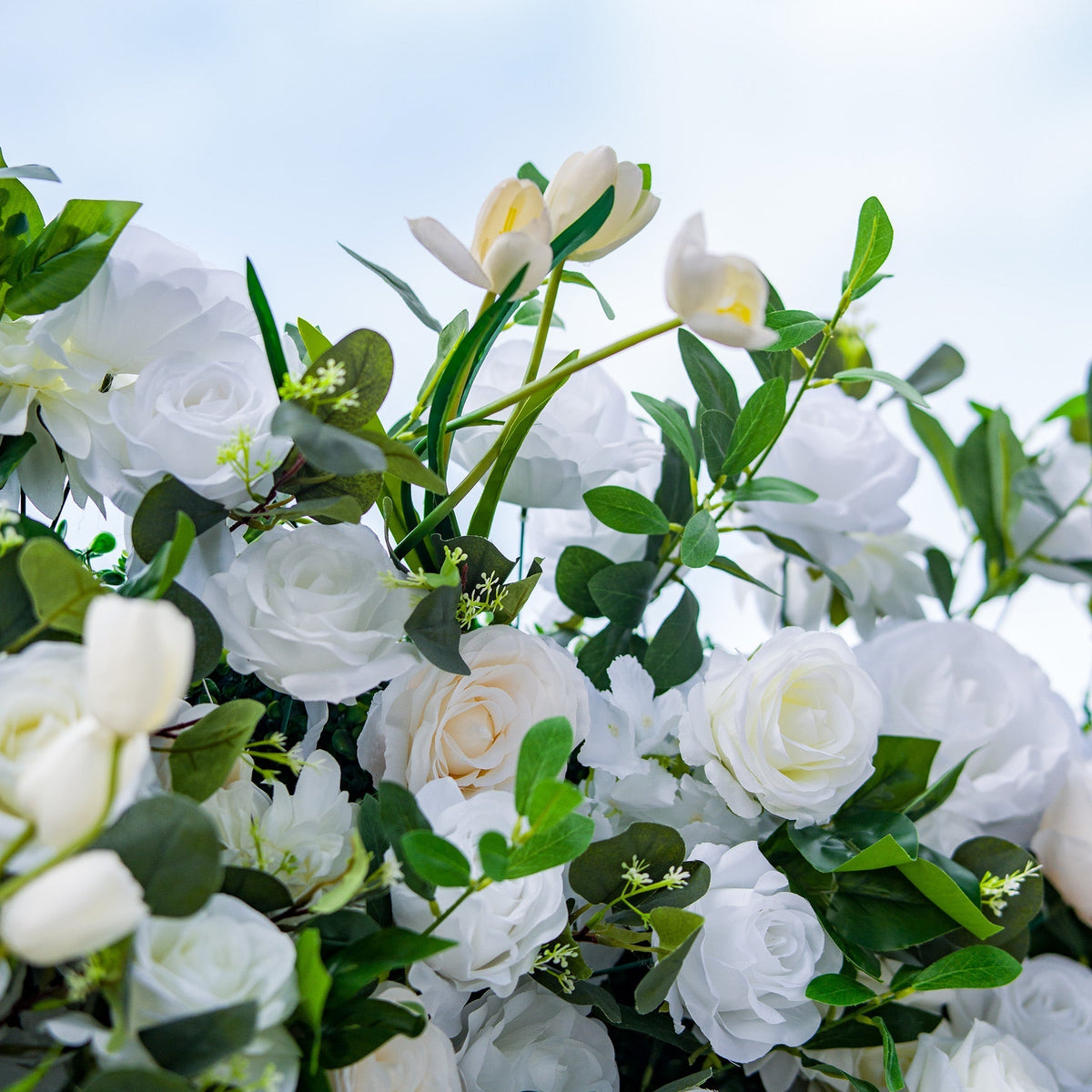 Exquisite White & Green Artificial Flower Wall - The Epitome of Elegance for Wedding and Event Decor | VF-803