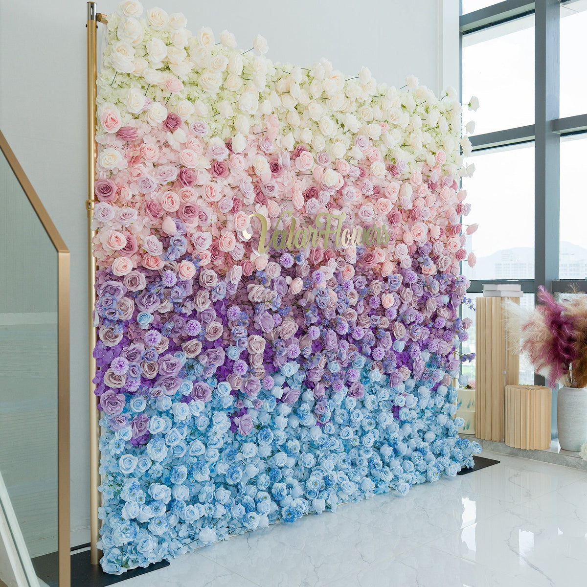 Ombre Rainbow Artificial Flower Backdrop: A Breathtaking Floral Masterpiece for Events | VF-828-2