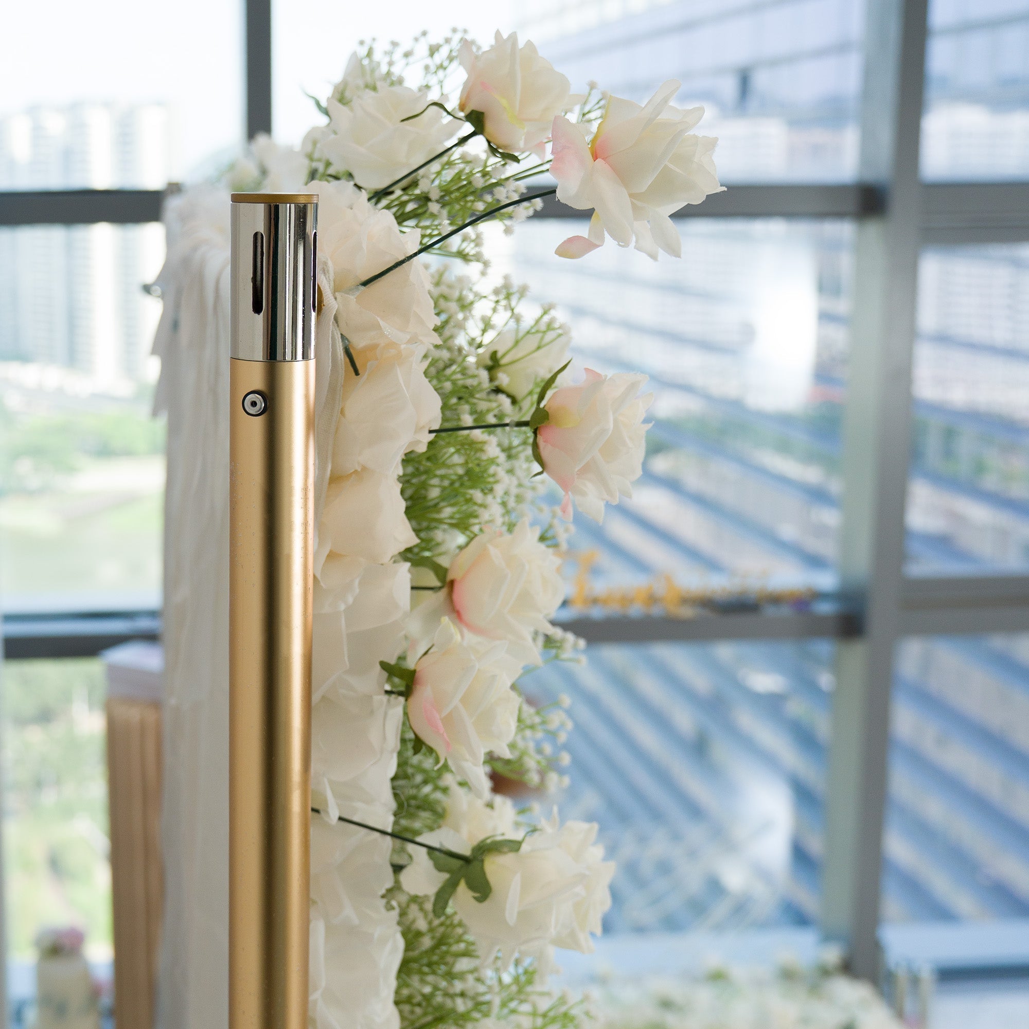 Green White Pink Artificial Flower Wall Backdrop for Wedding & Event Decor | VF-340