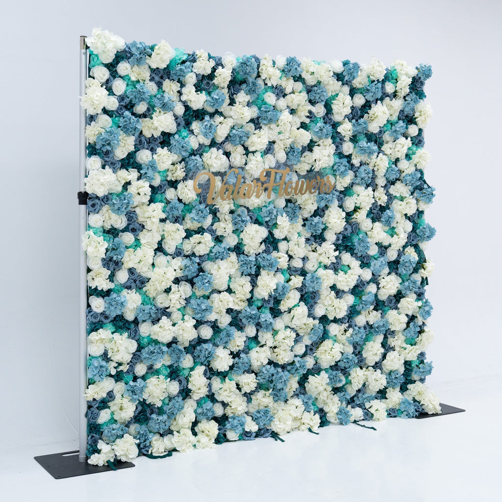 Blue and White Rose Floral Backdrop: A Serene Elegance for Weddings and Special Occasions And Proposals and Outdoor Events and Photography | VF-825