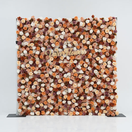 3D Autumn - Toned Floral Wall Backdrop: Warm & Luxurious Event Centerpiece | VF-580