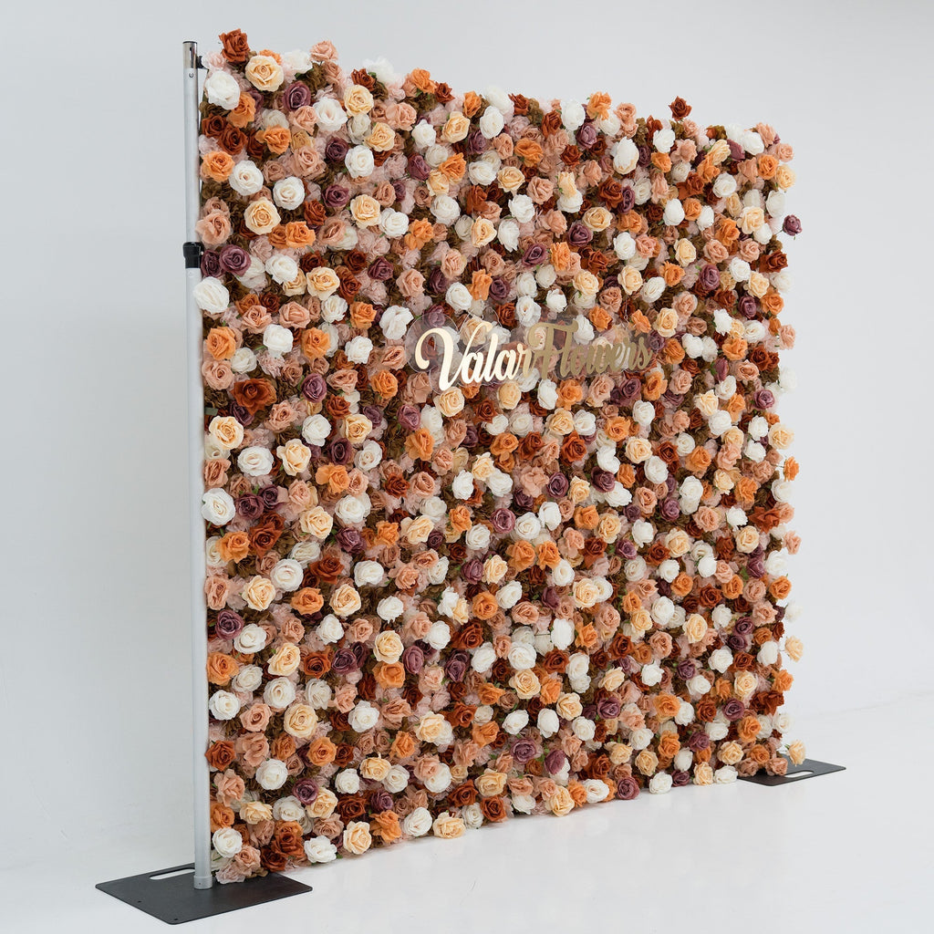 3D Autumn - Toned Floral Wall Backdrop: Warm & Luxurious Event Centerpiece | VF-580