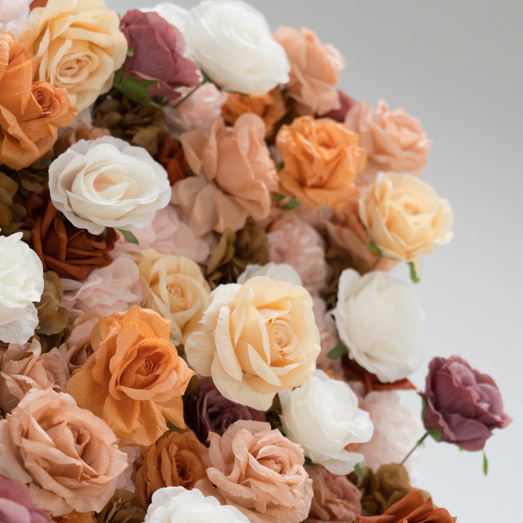 3D Autumn - Toned Floral Wall Backdrop: Warm & Luxurious Event Centerpiece | VF-580