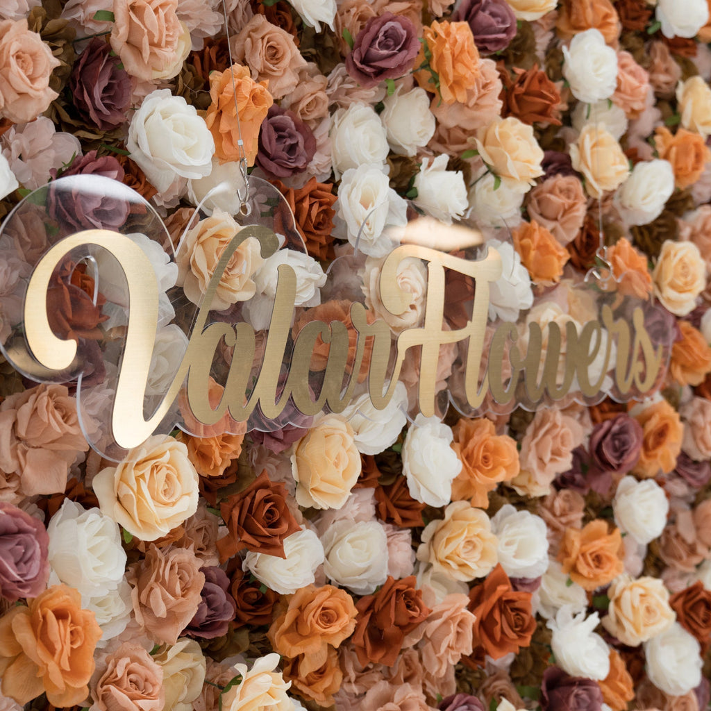 3D Autumn - Toned Floral Wall Backdrop: Warm & Luxurious Event Centerpiece | VF-580