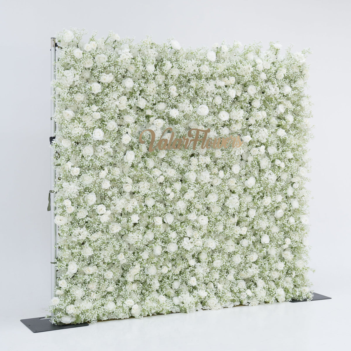 Artificial Floral Wall Backdrop: Serene Meadows Artificial Floral Wall Backdrop: White Rose & Baby's Breath Edition | VF-268-2