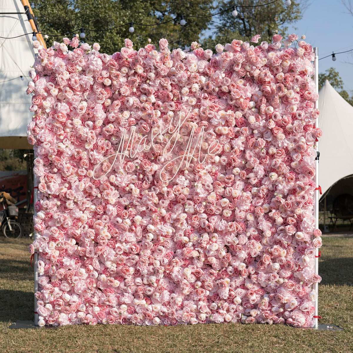 Roll Up Artificial Lush Pink Floral Wall | VF-501