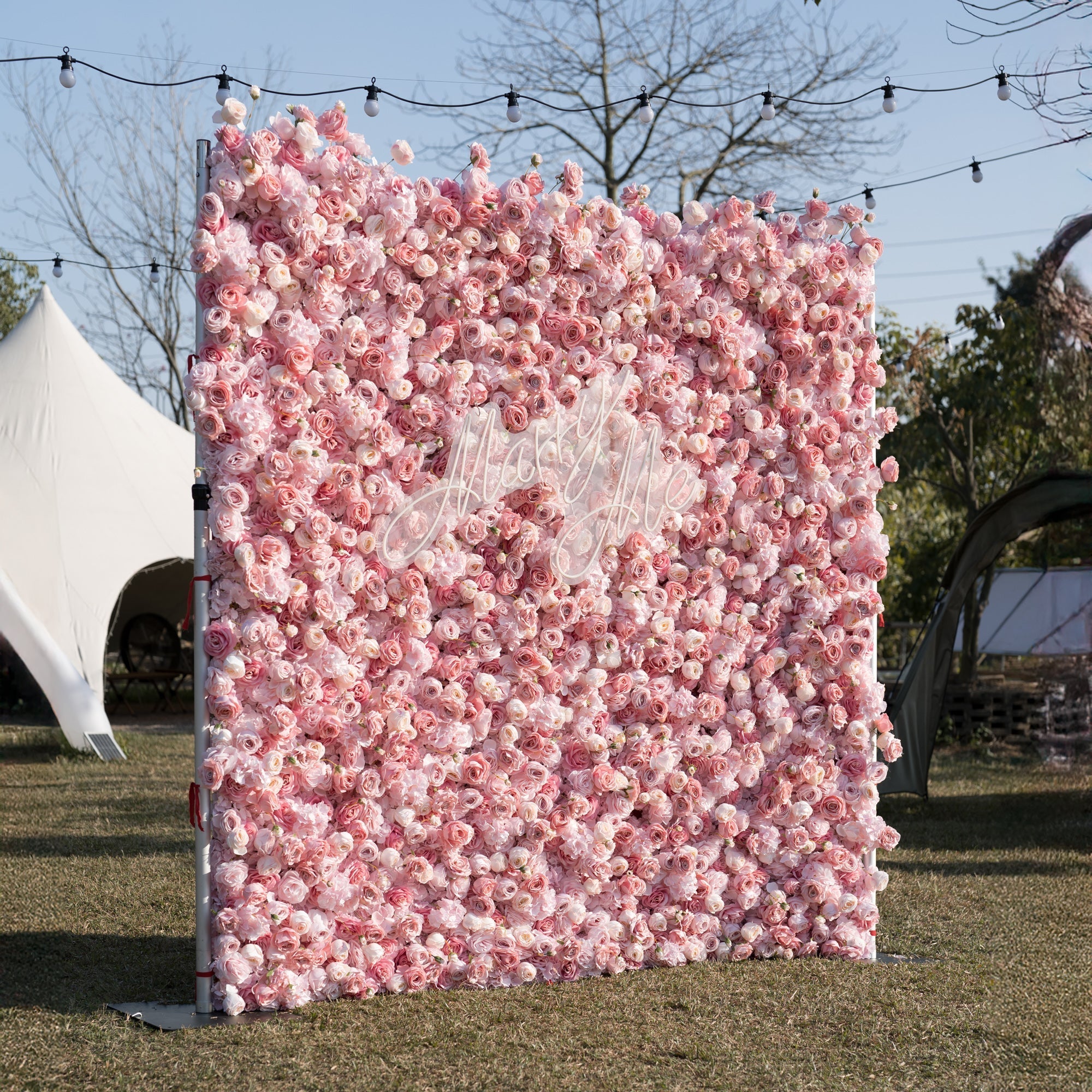 Roll Up Artificial Lush Pink Floral Wall | VF-501