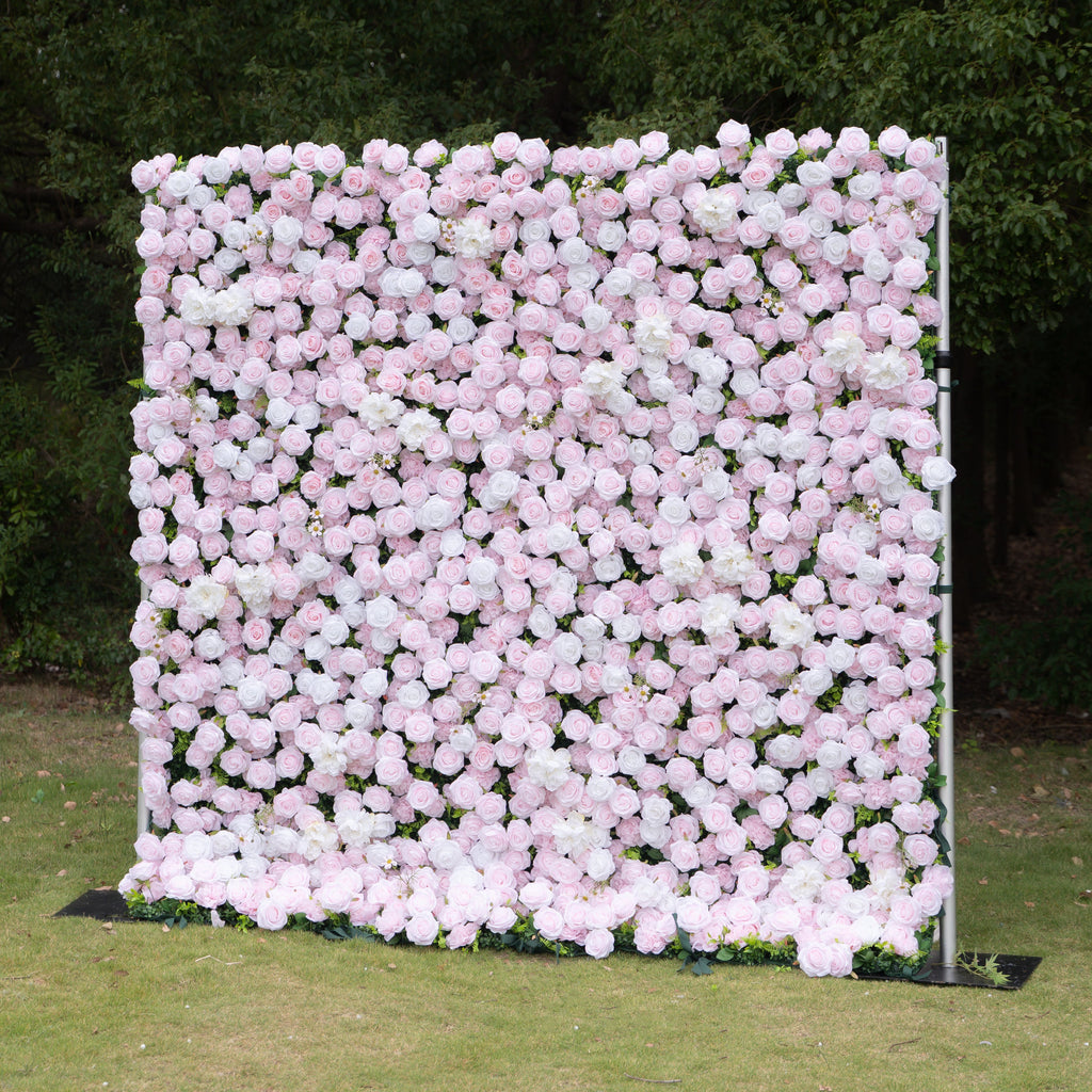 Whitepink: 3D Layered Flower Wall - Luxury Silk Rolling Backdrop (In US Stock 5-7 Days Delivered) Free Shipping