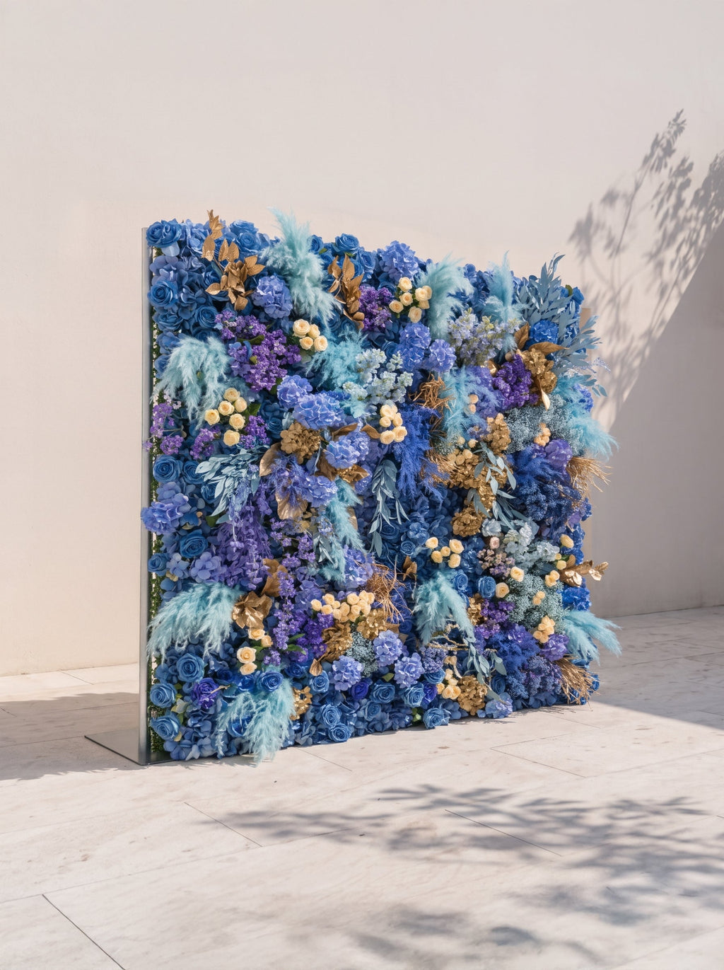 Davilsira: 5D Fabric Artificial rolling up curtain flower wall — left view