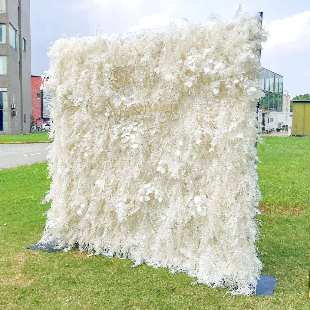 Dream：5D White Fabric Artificial rolling up curtain flower wall Free Shipping