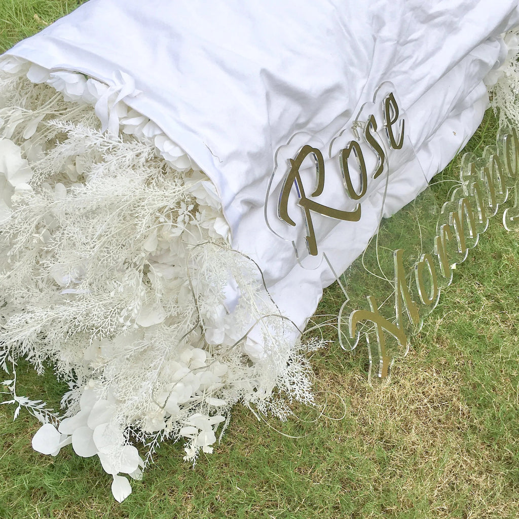 Dream：5D White Fabric Artificial rolling up curtain flower wall Free Shipping