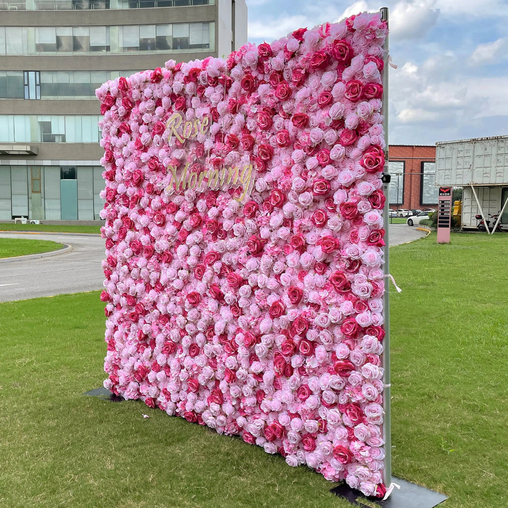 Dress：5D Fabric Artificial rolling up curtain flower wall Free Shipping