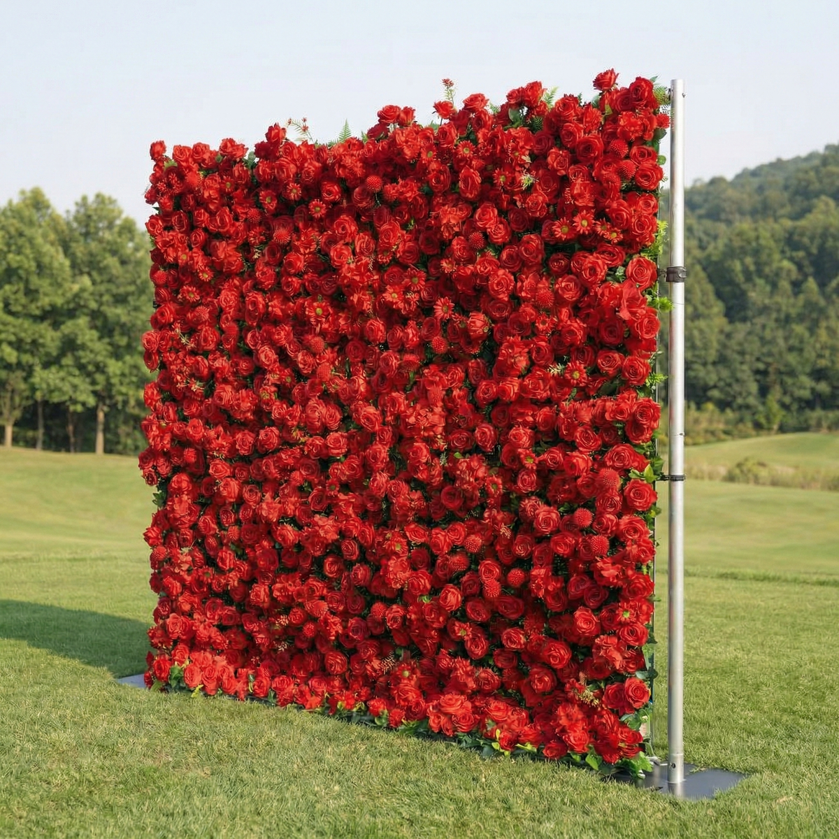 Ellis: Luxury 5D Crimson Silk Rose Flower Wall Roll-Up Fabric Backdrop for Romantic Proposals & Luxury Wedding Event Free Shipping