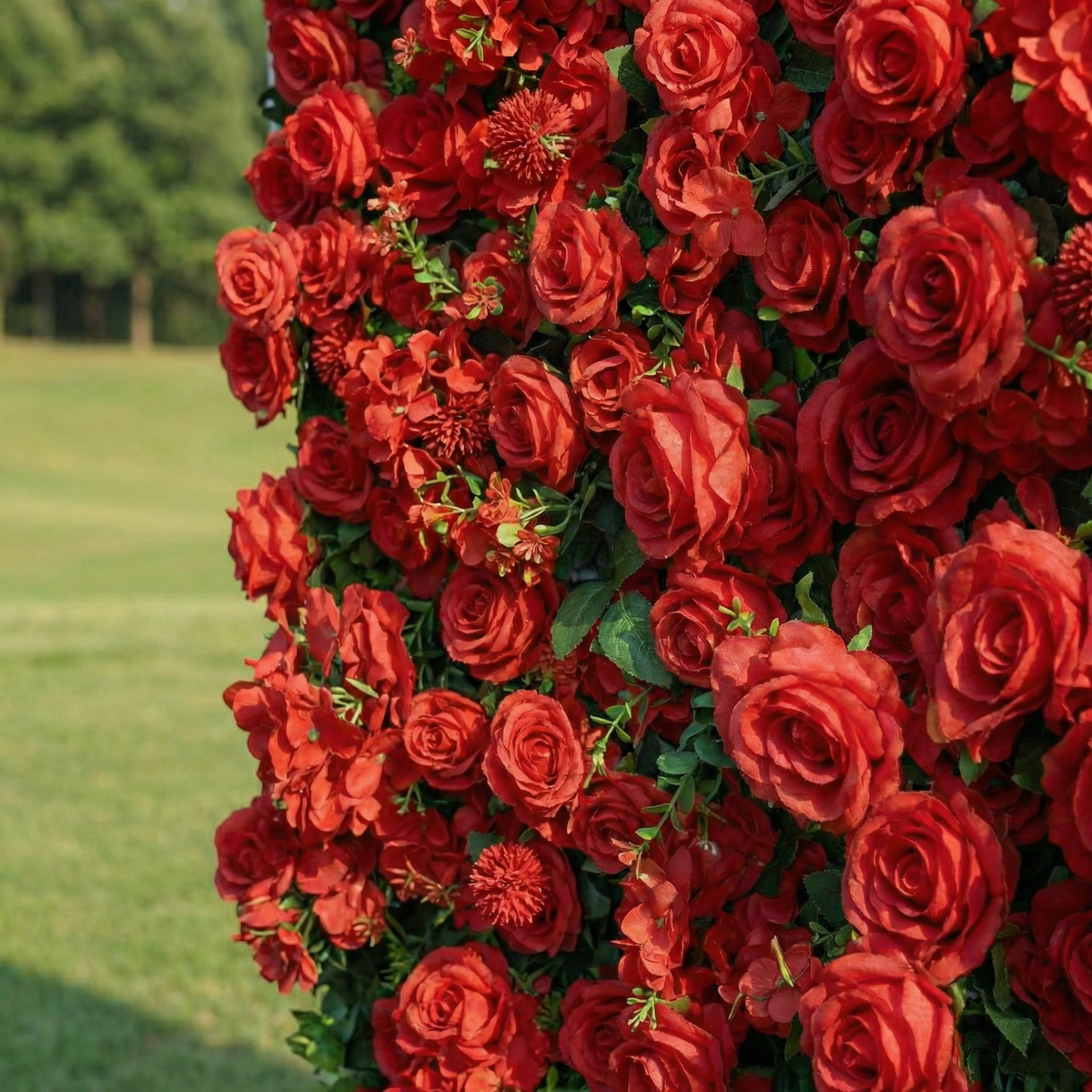 Ellis: Luxury 5D Crimson Silk Rose Flower Wall Roll-Up Fabric Backdrop for Romantic Proposals & Luxury Wedding Event Free Shipping