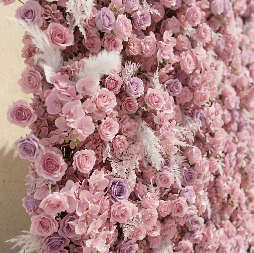 Emberiva: Luxury 5D Pink Silk Floral Wall Roll-Up Backdrop for Elegant Minimalist Weddings Free Shipping