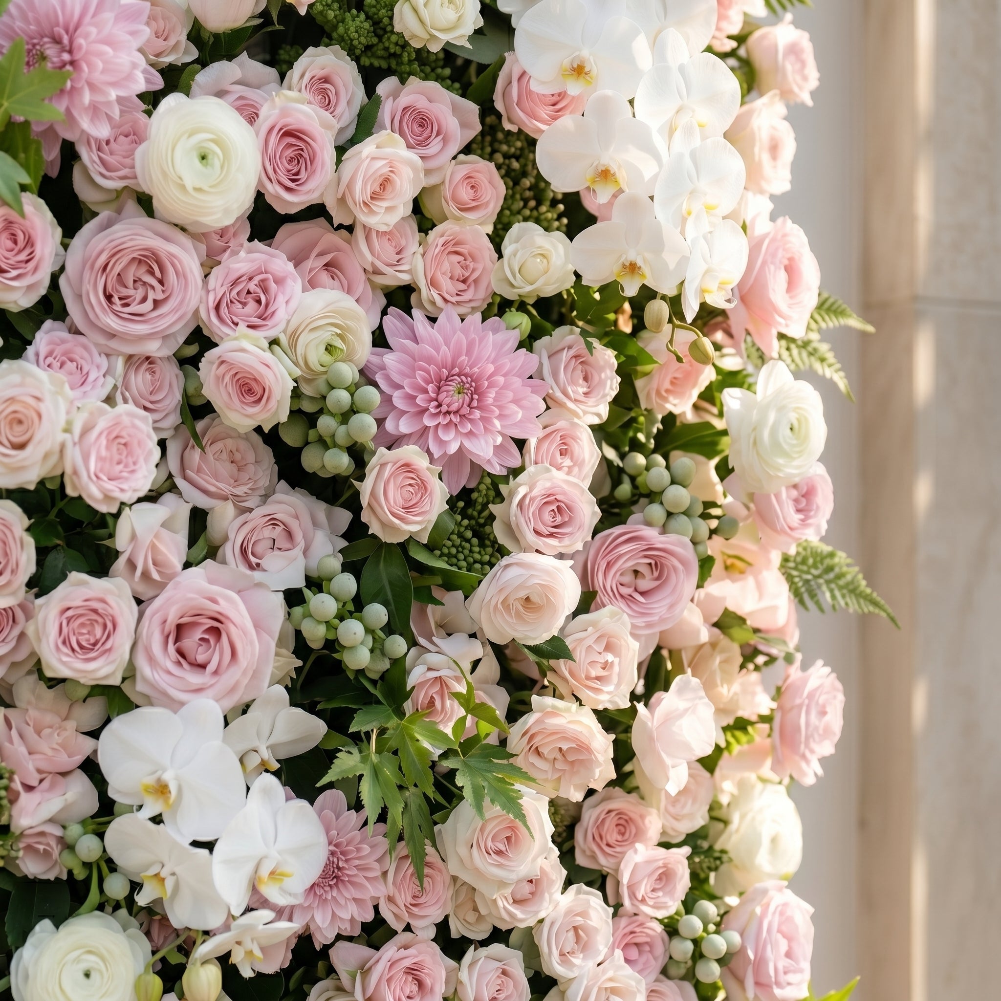 Embervale:Luxury 5D Roll-up Pink&White Flower Wall for Wedding and Events Decor embervale detail 3