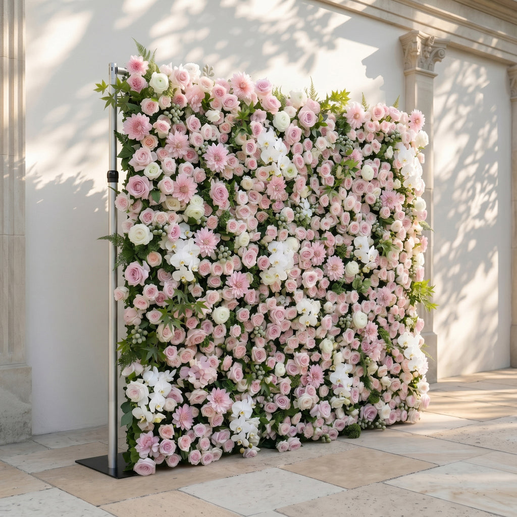 Embervale:Luxury 5D Roll-up Pink&White Flower Wall for Wedding and Events Decor embervale left