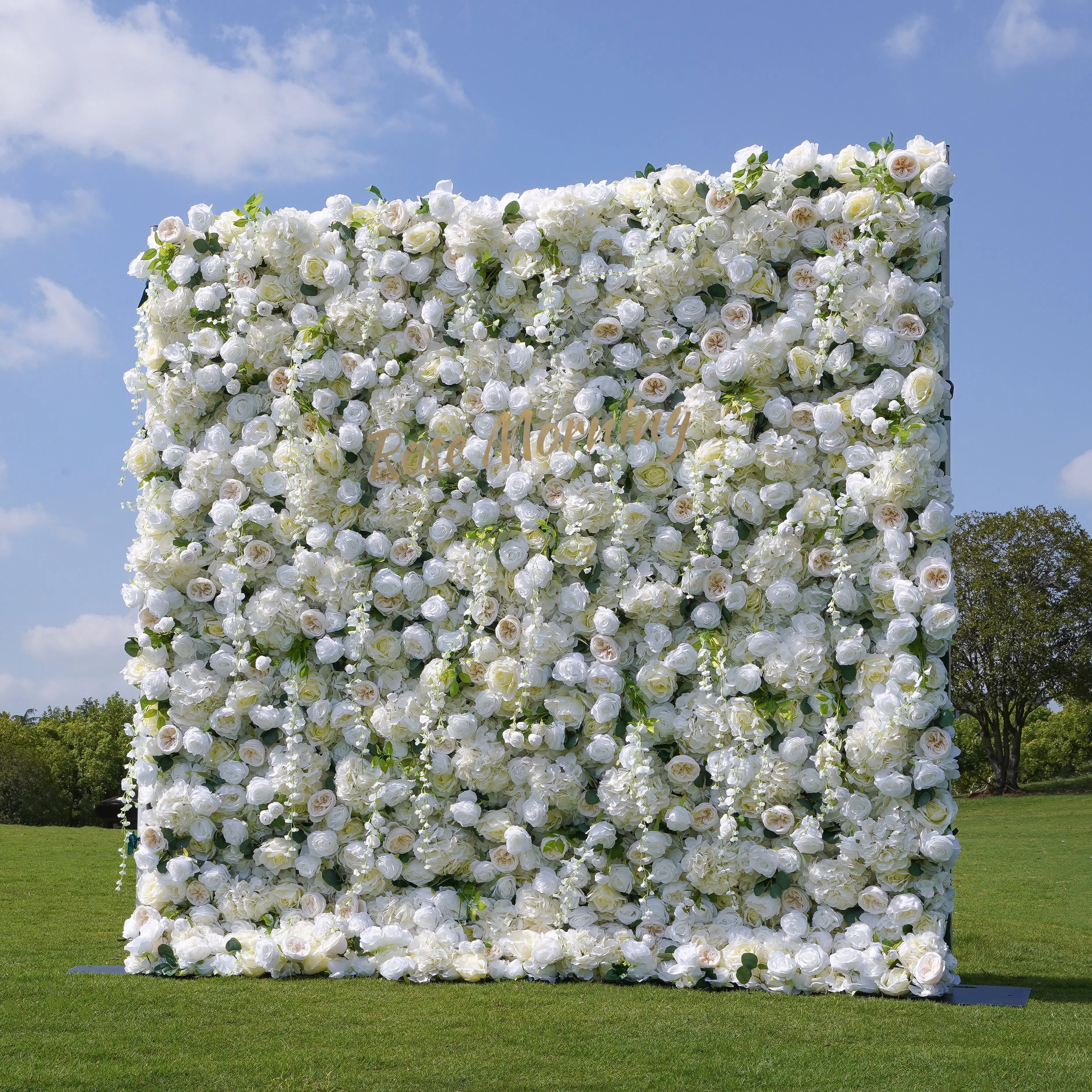 Eve：5D Fabric Artificial rolling up curtain flower wall Free Shipping