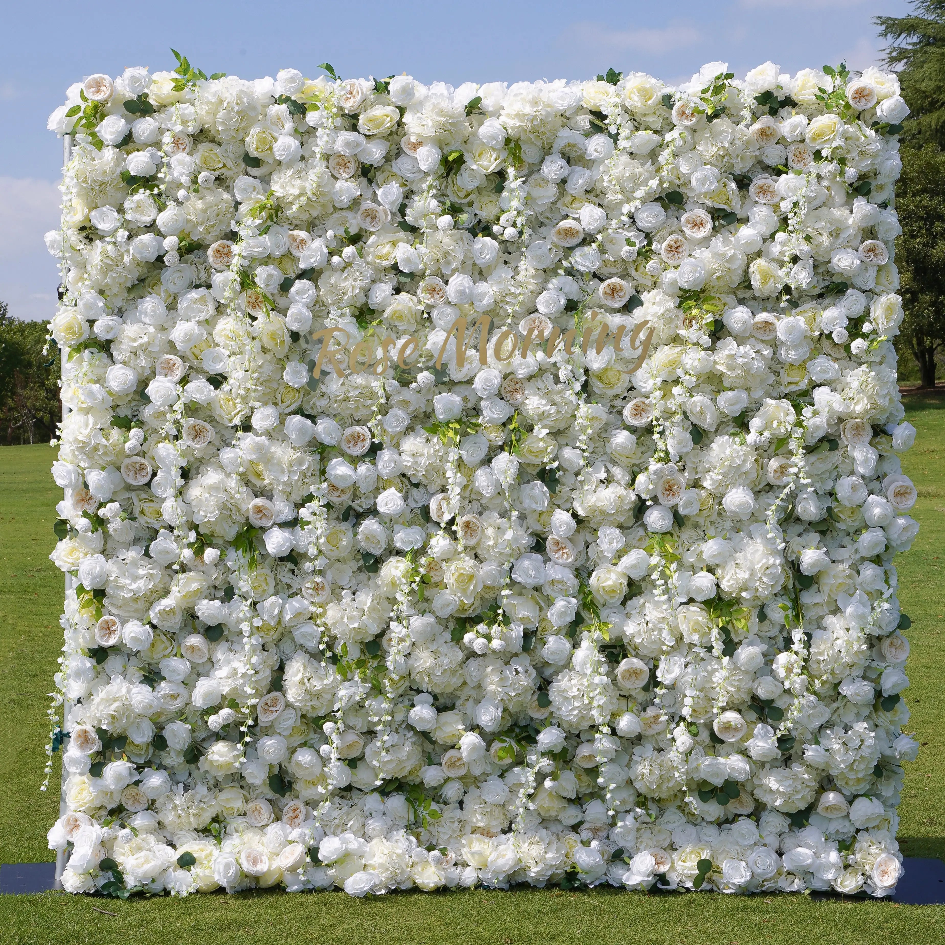 Eve：5D Fabric Artificial rolling up curtain flower wall Free Shipping