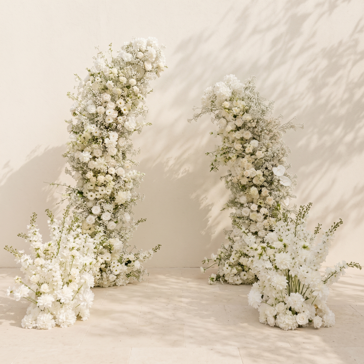 Fiorina:Luxury Classic White Color Flower Arch for Weddings&Event Decor Including Frame and 2 Aisle Flower sets fiorina front