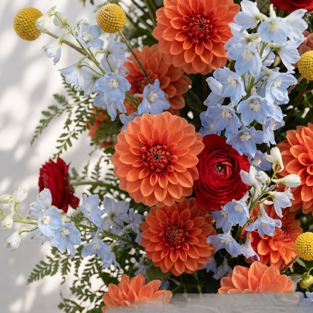 Freara: Heart-Shaped Multi-Color Dahlia & Rose Silk Flower Arch Floral Arrangement for Vibrant Weddings