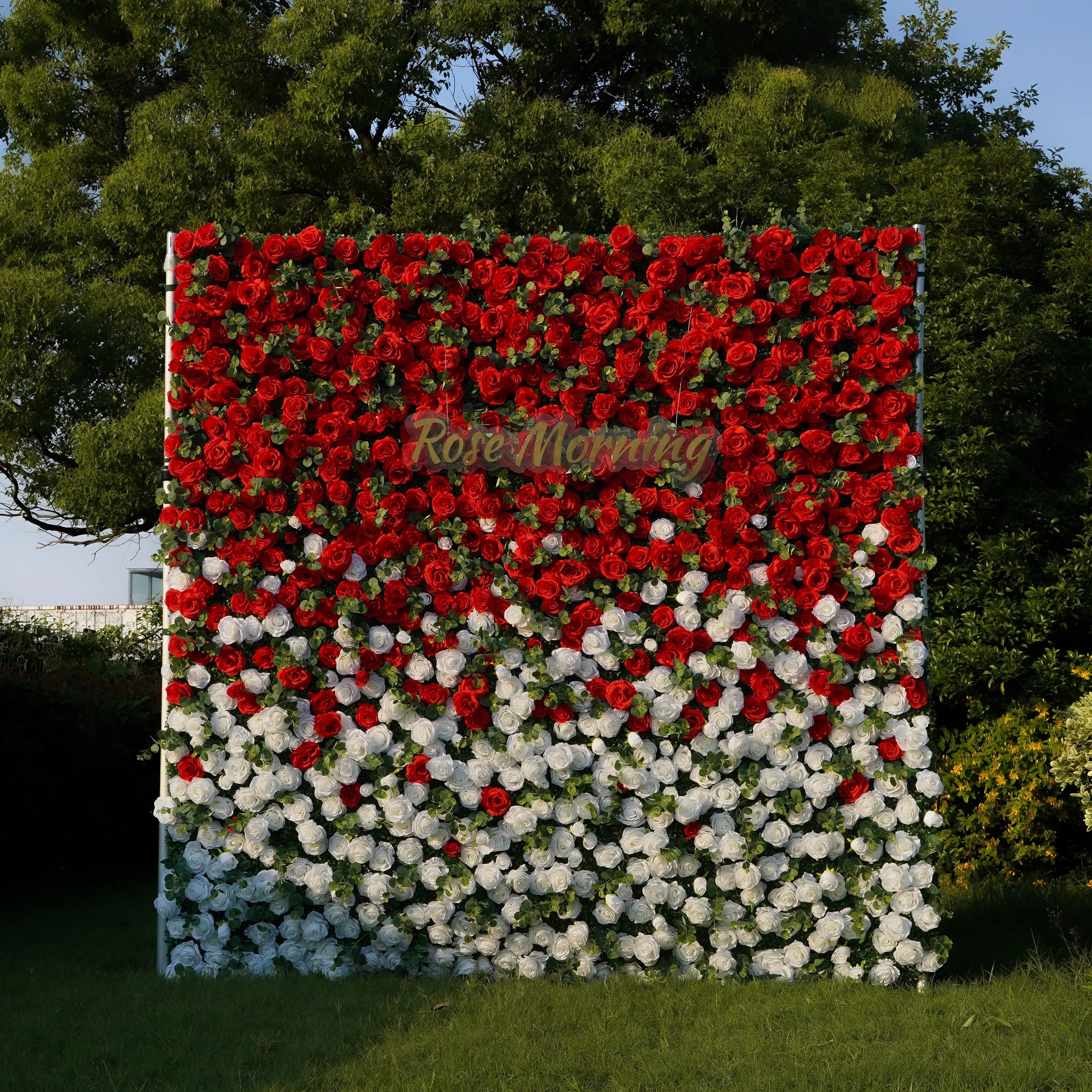 Garden：5D  Fabric Artificial rolling up curtain flower wall Free Shipping