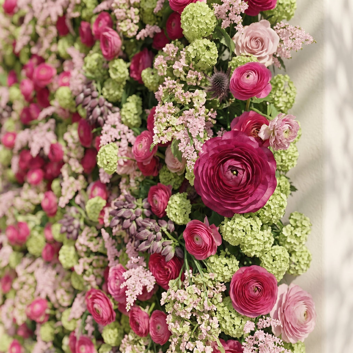 Floria: Luxury 5D Hot Pink & Green Silk Floral Wall Roll-Up Fabric Backdrop for Vibrant Summer Parties & Events Free Shipping
