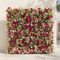 Floria: Luxury 5D Hot Pink & Green Silk Floral Wall Roll-Up Fabric Backdrop for Vibrant Summer Parties & Events Free Shipping