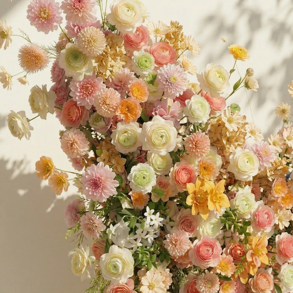 Cirelle: Exquisite Peach & Champagne Butterfly-Shaped Flower Wall Backdrop for Garden Proposals & Weddings Free Shipping