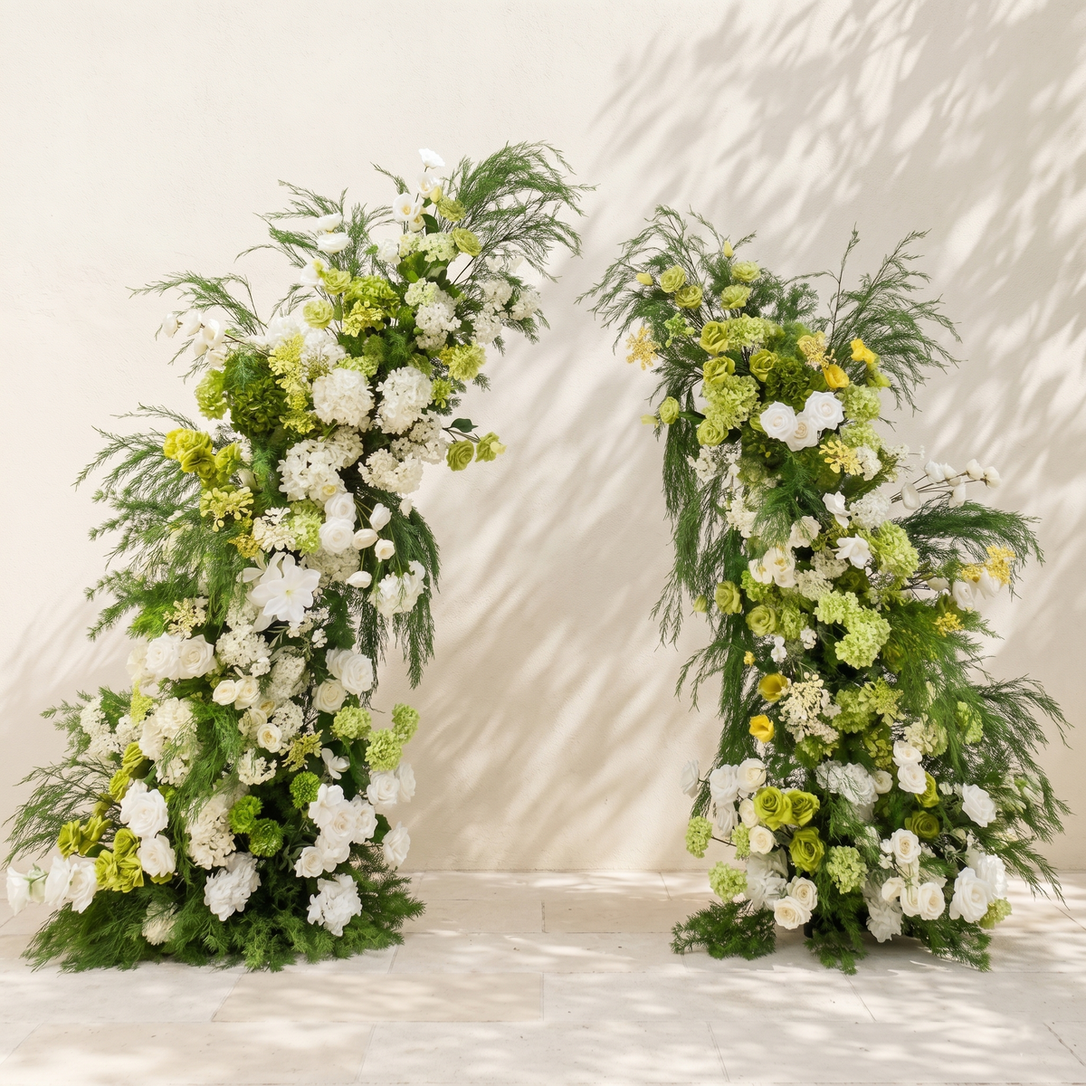 Gemirae:Luxury Classic Green &White Color Flower Arch for Weddings&Event Decor Including Frame gemirae front