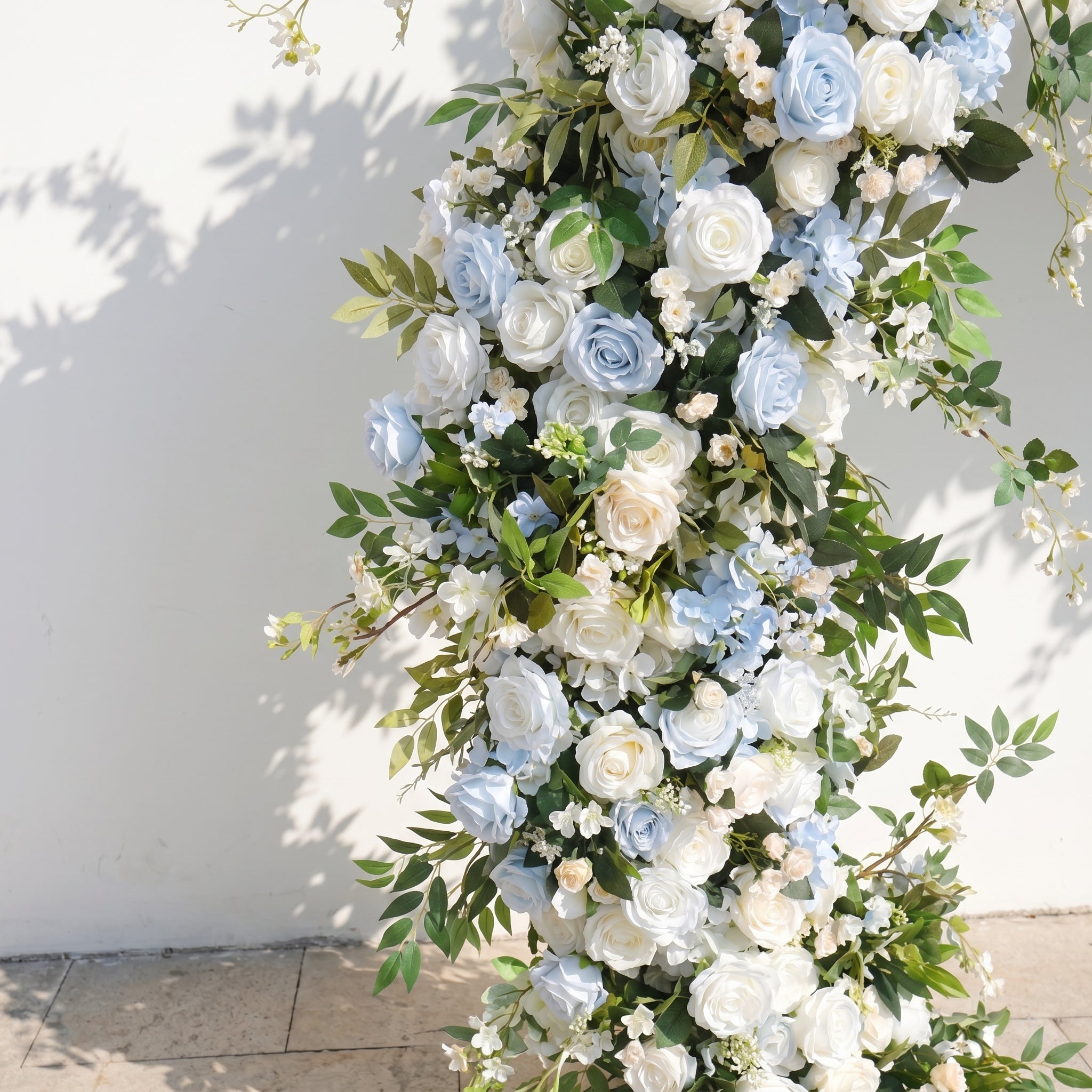 Glendelle: Luxury White & Blue Rose Arch Garden Style Flower arch with mixed color for Weddings&Events Decoration Incuding Frame