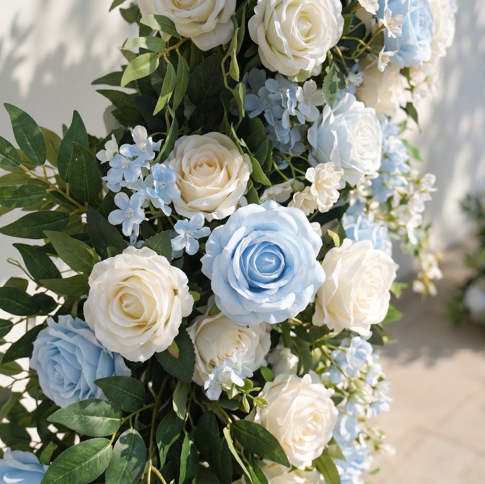 Glendelle: Luxury White & Blue Rose Arch Garden Style Flower arch with mixed color for Weddings&Events Decoration Incuding Frame