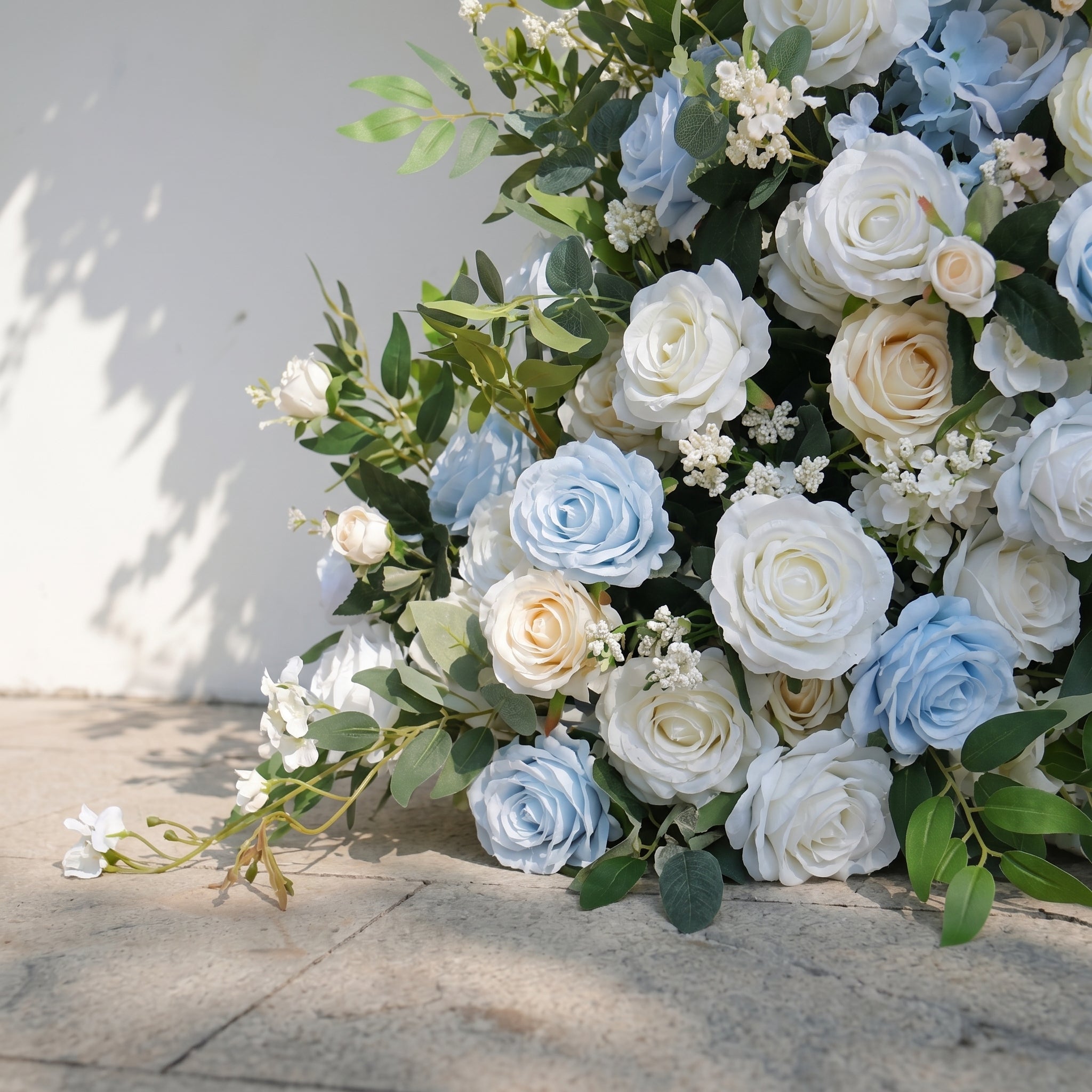Glendelle: Luxury White & Blue Rose Arch Garden Style Flower arch with mixed color for Weddings&Events Decoration Incuding Frame