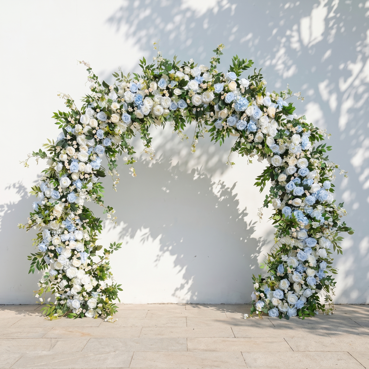 Glendelle: Luxury White & Blue Rose Arch Garden Style Flower arch with mixed color for Weddings&Events Decoration Incuding Frame