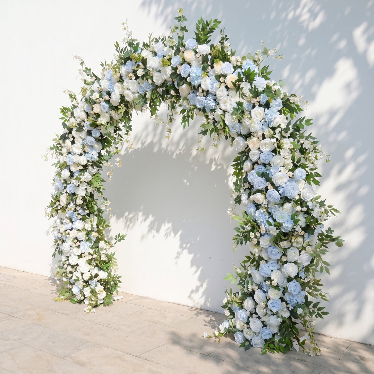 Glendelle: Luxury White & Blue Rose Arch Garden Style Flower arch with mixed color for Weddings&Events Decoration Incuding Frame