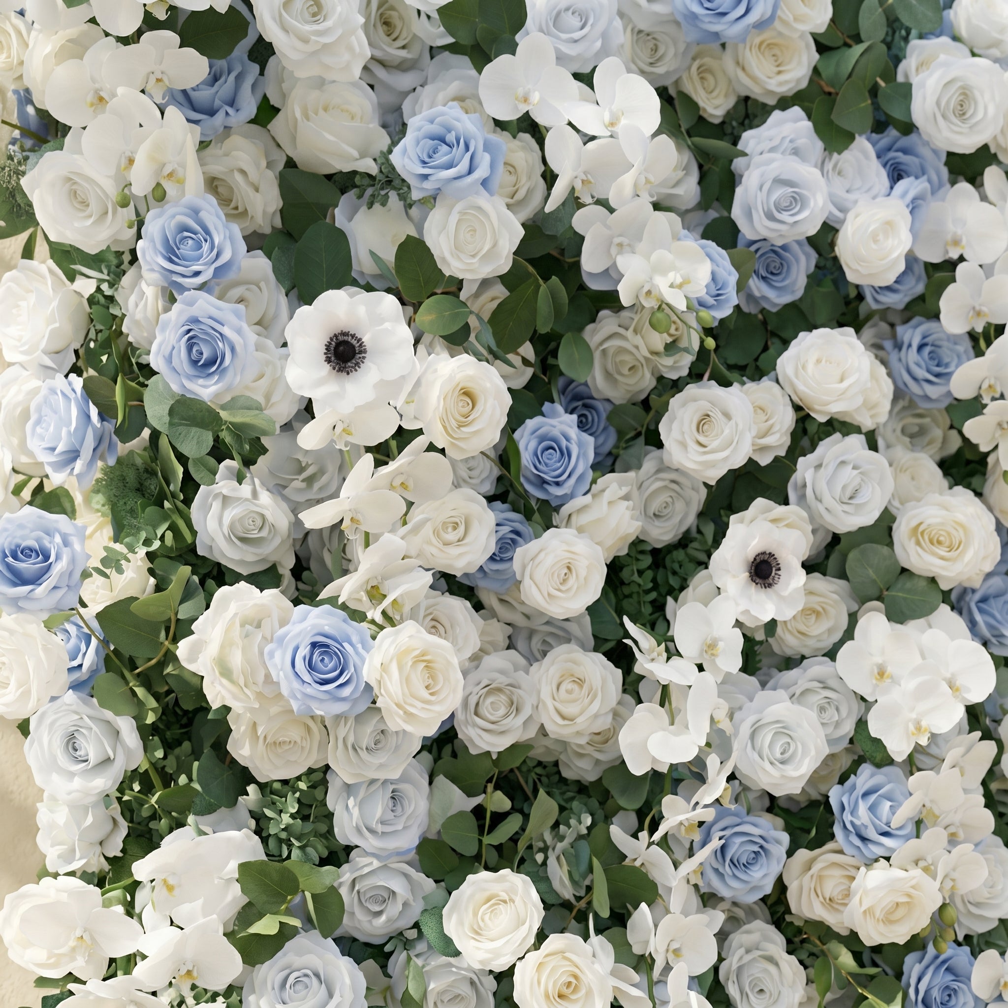 Glenena:Elegant 5D Sky Blue & White Floral Wall Roll-Up Backdrop for Bright Spring Wedding Aesthetics Free Shipping