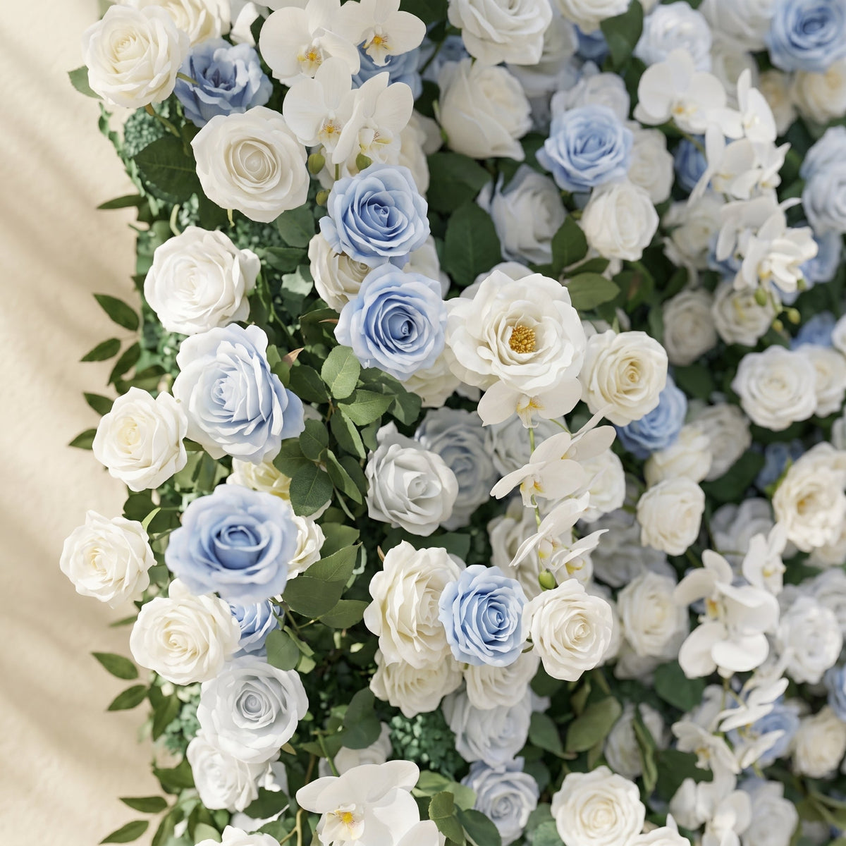 Glenena:Elegant 5D Sky Blue & White Floral Wall Roll-Up Backdrop for Bright Spring Wedding Aesthetics Free Shipping