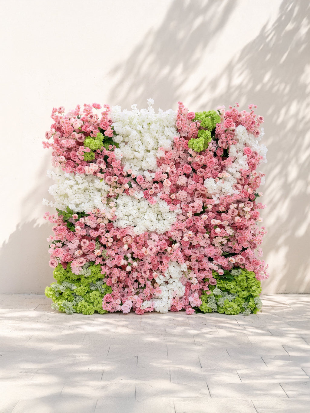 Helelia: 5D Fabric Artificial rolling up curtain flower wall — front view
