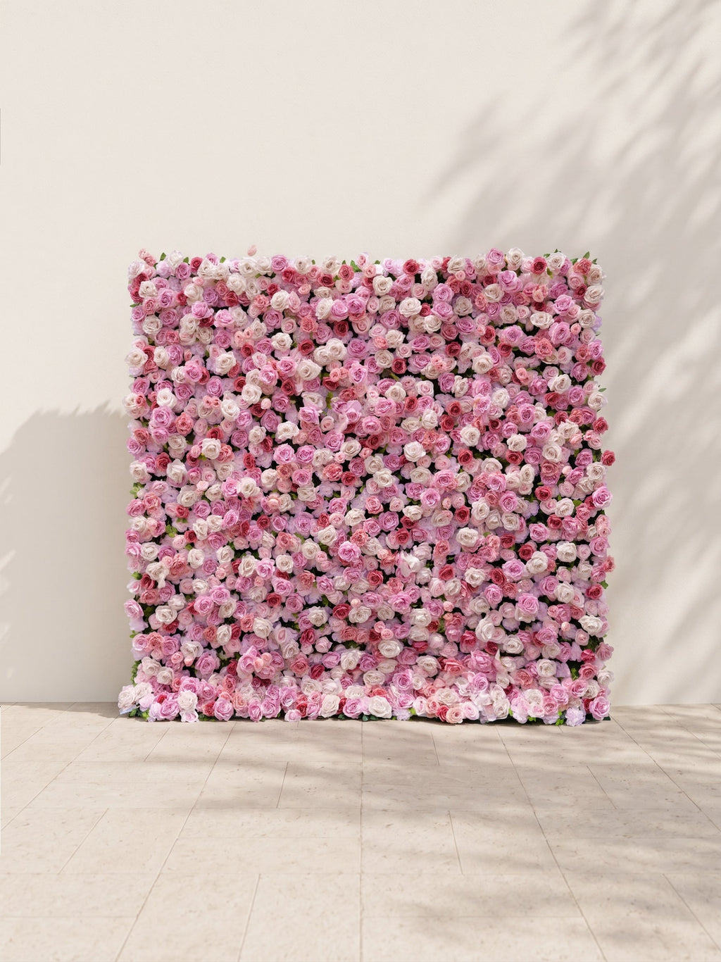 Helirae 5D Fabric Artificial rolling up curtain flower wall — front view