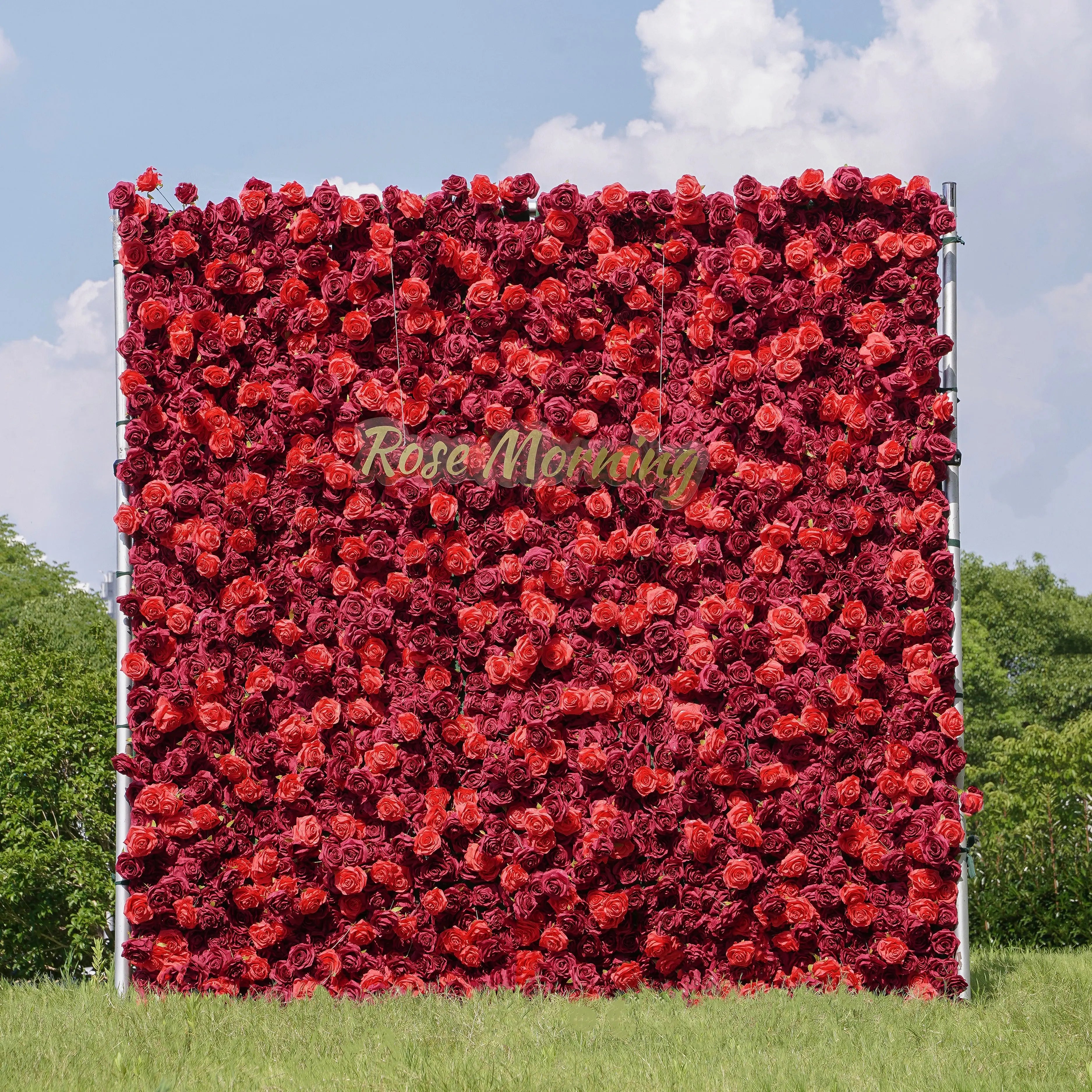 Hot：5D Fabric Artificial rolling up curtain flower wall Free Shipping