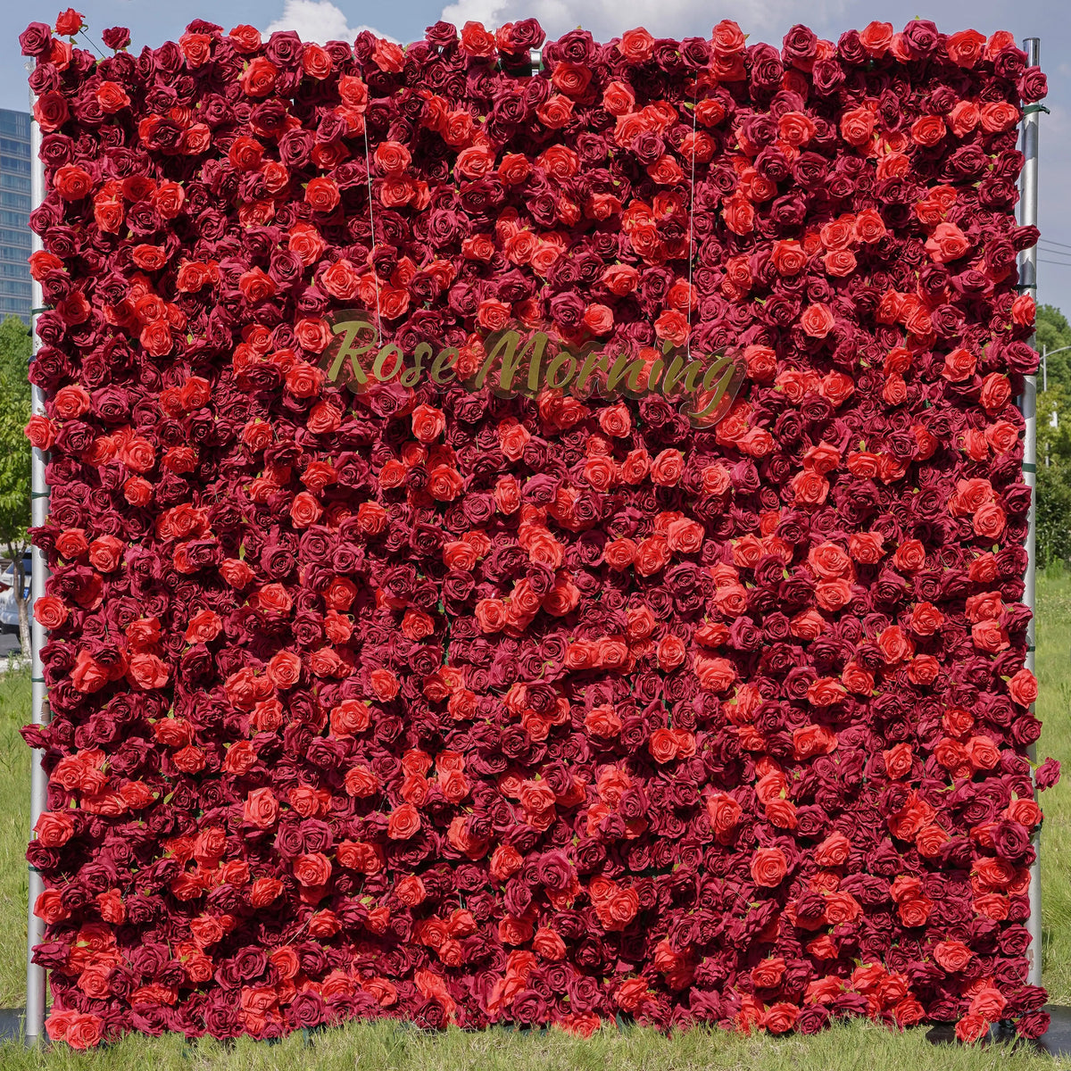 Hot：5D Fabric Artificial rolling up curtain flower wall Free Shipping