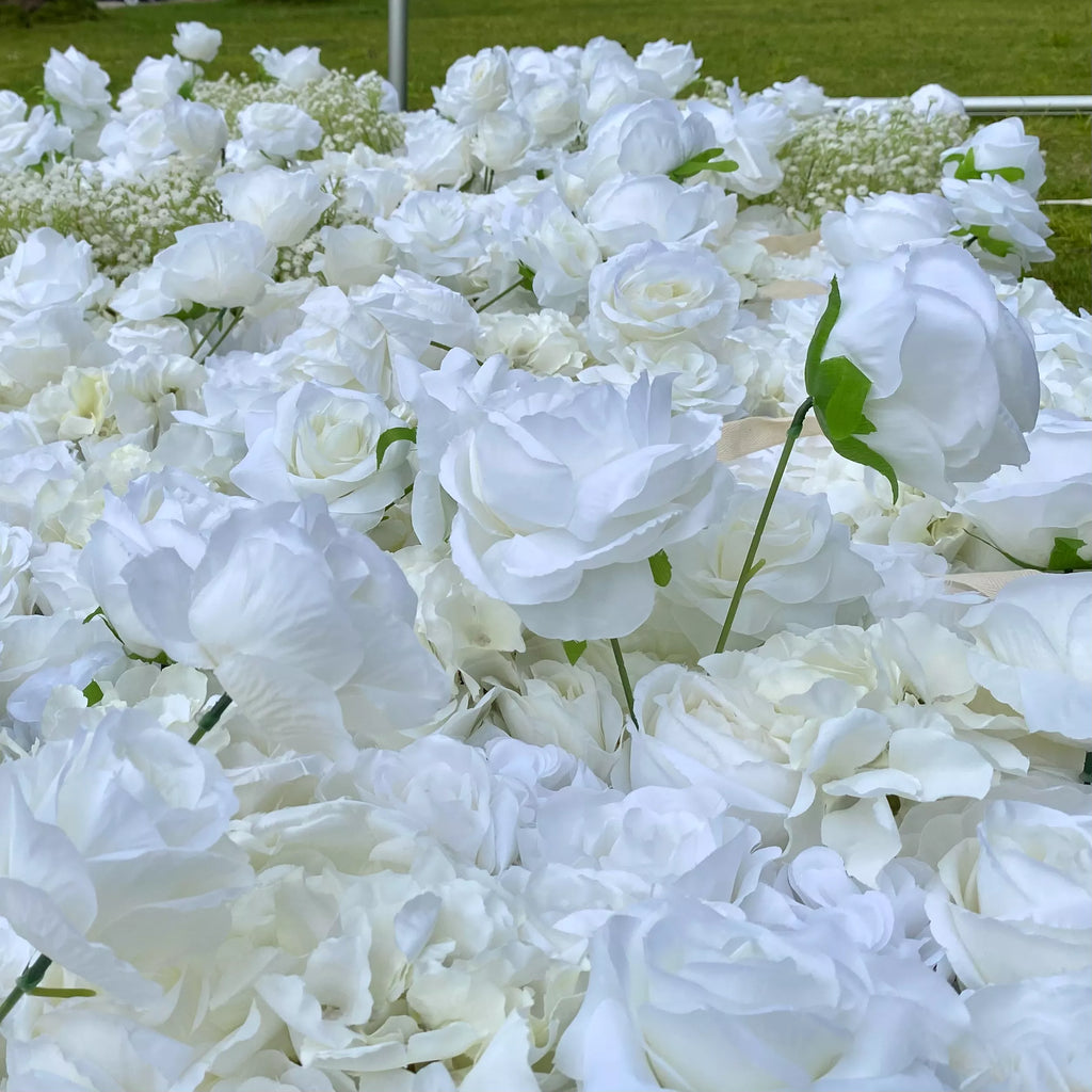 Elegant White & Green Flower Wall Backdrop - Wall - Bridal - Wedding Venues | VF-340-2