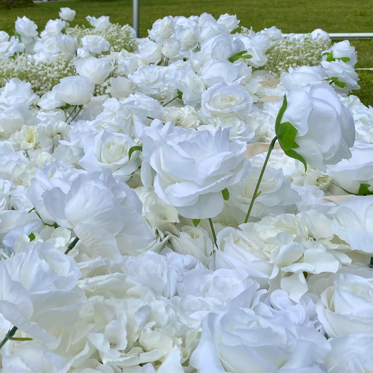 Elegant White & Green Flower Wall Backdrop - Wall - Bridal - Wedding Venues | VF-340-2