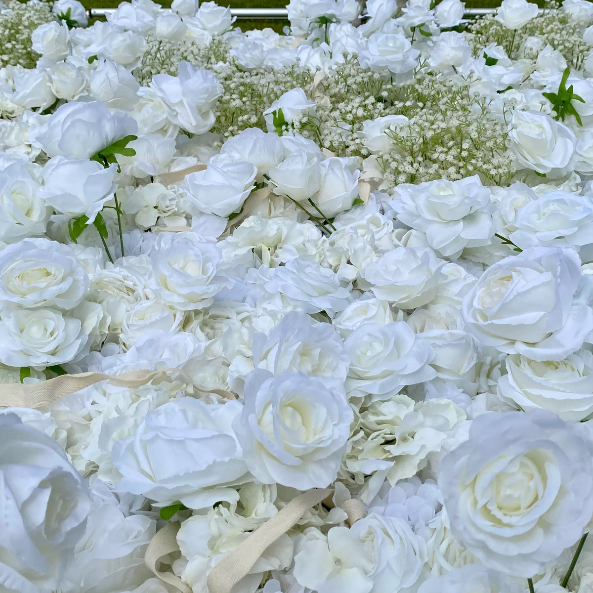 Elegant White & Green Flower Wall Backdrop - Wall - Bridal - Wedding Venues | VF-340-2