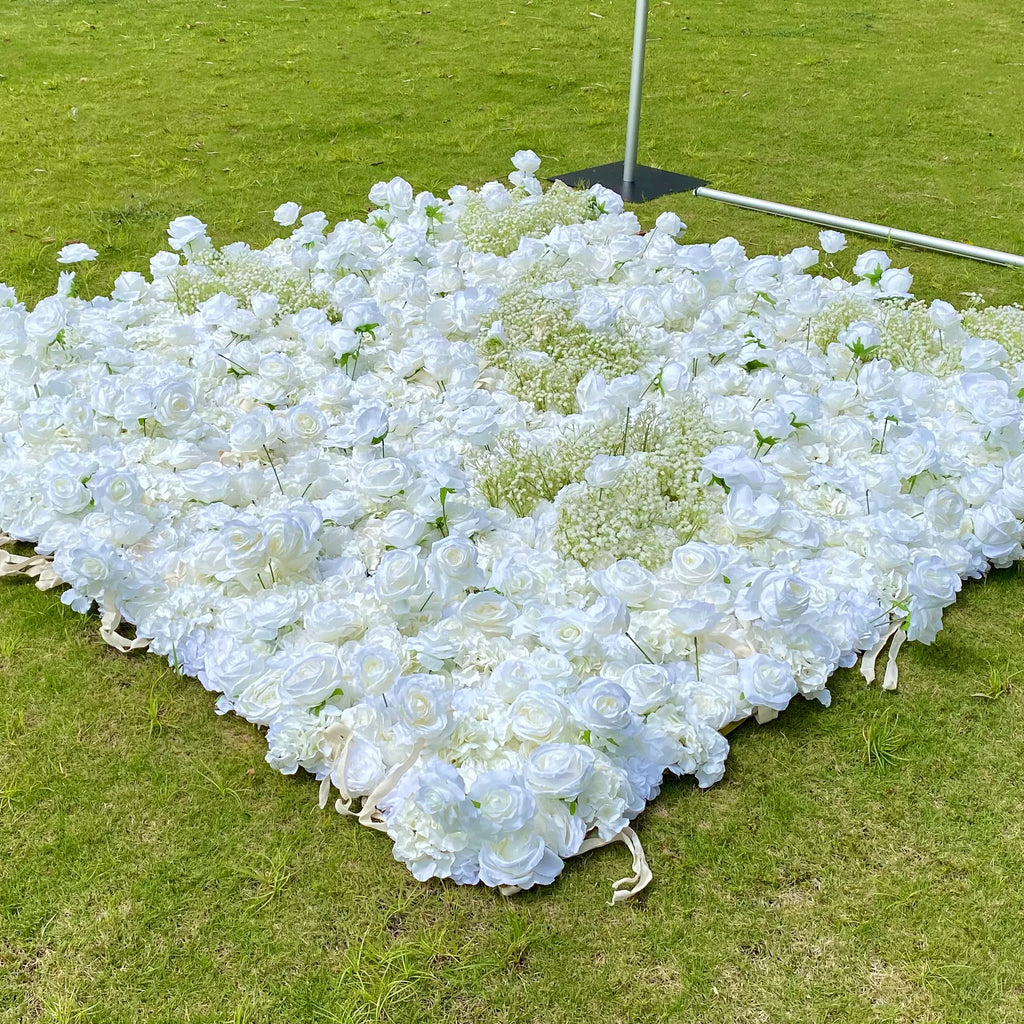 Elegant White & Green Flower Wall Backdrop - Wall - Bridal - Wedding Venues | VF-340-2