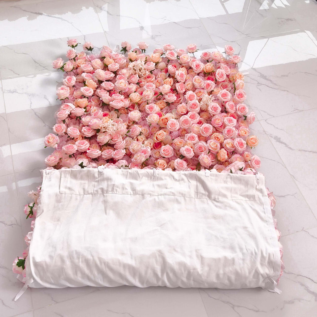 Roll Up Artificial Lush Pink Floral Wall | VF-501
