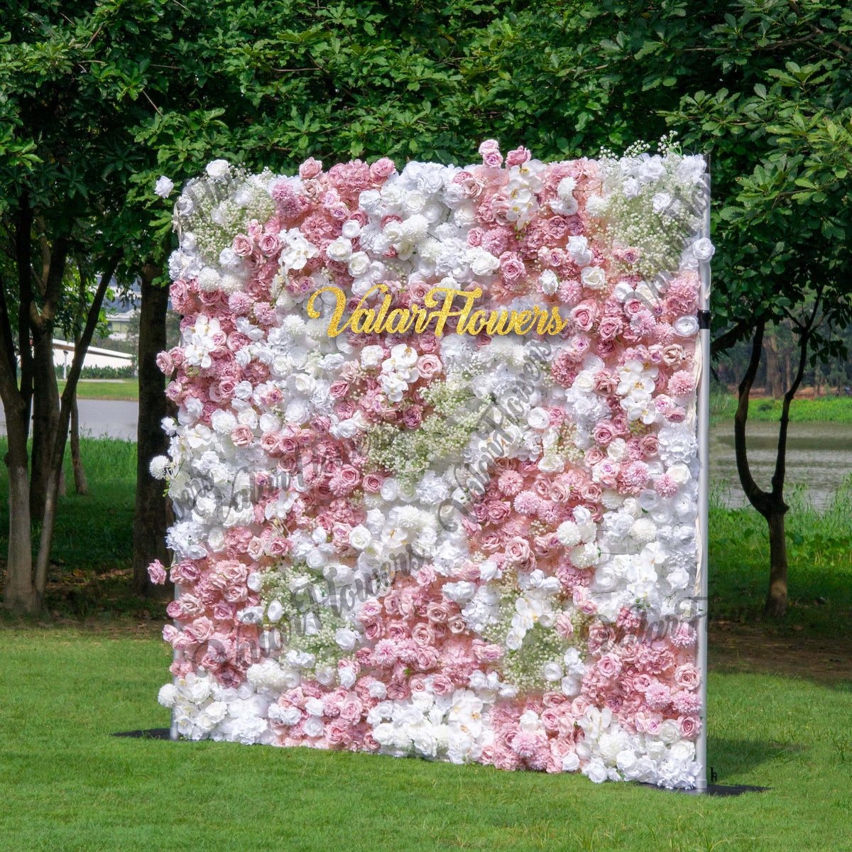 Romantic Floral Backdrop - Blush Nude and White Artificial Flower Wall for Weddings. Events. and Special Occasions | VF-418