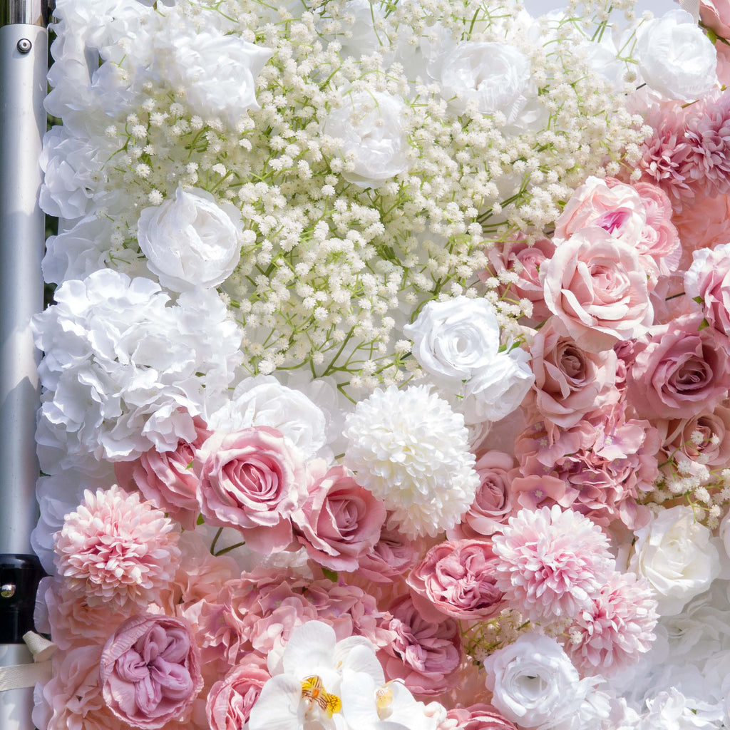 Romantic Floral Backdrop - Blush Nude and White Artificial Flower Wall for Weddings. Events. and Special Occasions | VF-418